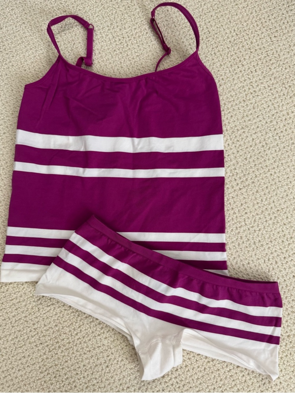 Victoria's Secret Purple & White Striped Tankini Top & Bottoms, size S/M